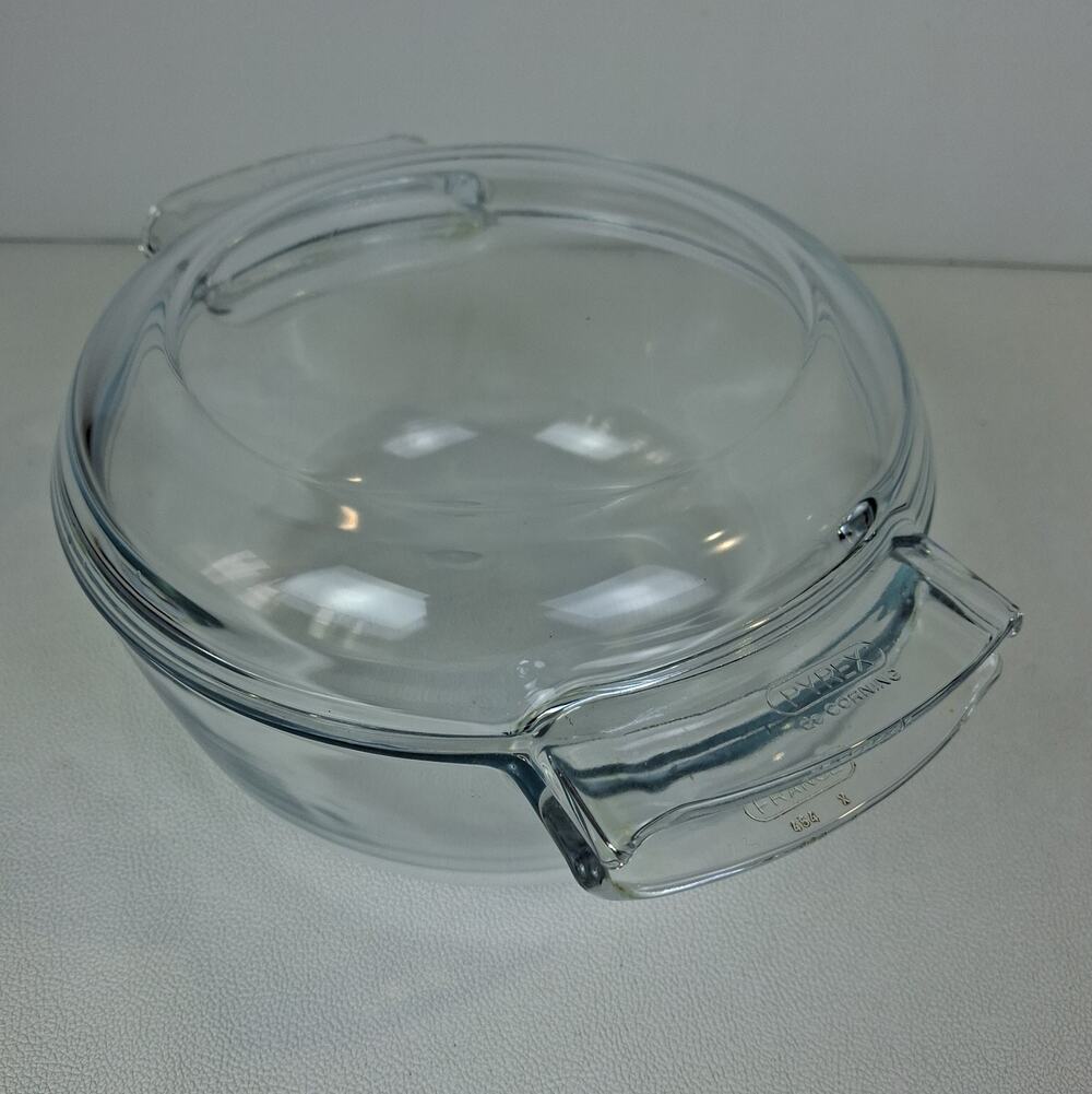 Vintage Pyrex de Corning France Clear Glass Covered Casserole Dish 454 2 quart